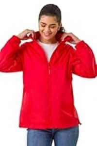 Roman Shower Resistant Jacket for Women UK - Ladies Spring Everyday Summer Holiday Funnel Neckline Comfy Long Sleeve Soft Pocket Detail Mac Daily Coats - Red - Size 12