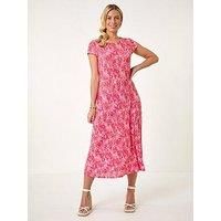 Roman Petite Abstract Print Crinkle Midi Dress 14 female