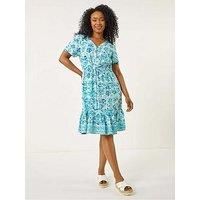Roman Petite Floral Print Tiered Dress 14 female