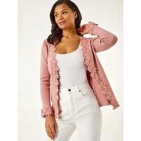 Roman Lace Trim Knit Cardigan 16 female