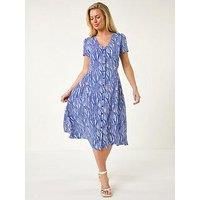 Roman Petite Shirred Waist Button Dress 14 female