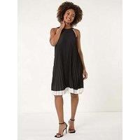 Roman A-Line Pleated Halter Dress 16 female