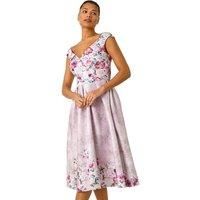 Roman Sweetheart Floral Premium Stretch Midi Dress 12 female