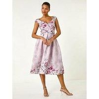 Roman Sweetheart Floral Premium Stretch Midi Dress 14 female