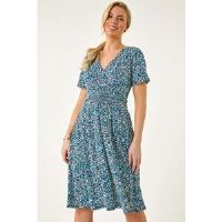 Roman Petite Spot Puff Print Dress 18 female