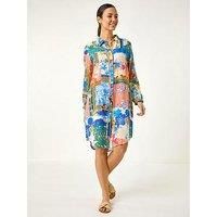 Roman Abstract Collared Shirt Dress 18 female