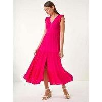 Roman Crinkle Tiered Frill Maxi Dress 14 female
