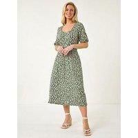 Roman Petite Floral Print Button Midi Dress 10 female
