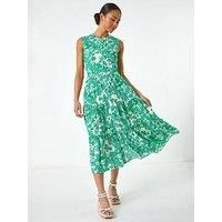 Roman Petite Abstract Button Up Dress - Green