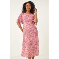 Roman Petite Paisley Tea Midi Dress 10 female