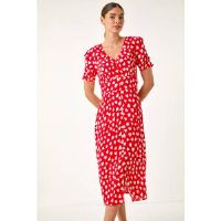 Roman Heart Print Ruched Midi Dress 18 female