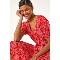 Roman Floral Midi Tea Dress 18 female