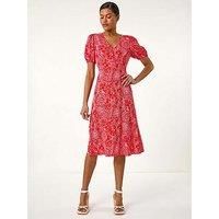 Roman Floral Midi Tea Dress 20 female