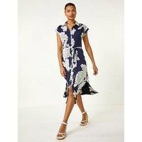 Roman Floral Print Stretch Shirt Dress 16 female