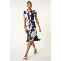 Roman Floral Print Stretch Shirt Dress 18 female
