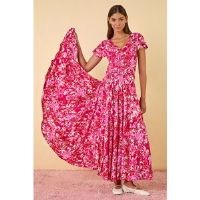 Roman Floral Ruched Waist Maxi Dress 12 female