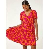 Roman Shadow Floral Tiered Smock Dress 16 female