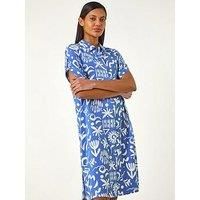Roman Abstract Print Button Shirt Dress 20 female