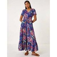 Roman Rose Print Button Detail Maxi Dress 10 female