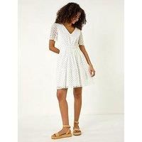 Dusk White Broderie Anglaise Tiered Dress - Size 18 18 female