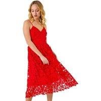 Dusk Crochet V-Neck Cami Midi Dress 18 female