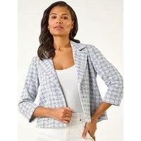 Roman Textured Check Print Collar & Revere Blazer 20 female