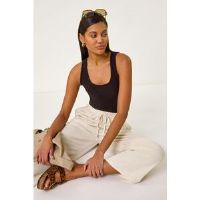Roman Cropped Linen Trouser in Natural 16 female