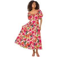 Dusk Floral Pleated Puff Dress 8 female