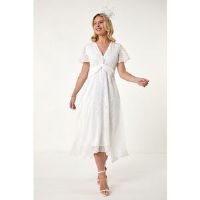 Roman Petite Front Twist Jacquard Dress 14 female