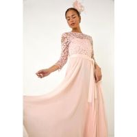 Roman Petite Lace Tie Waist Maxi Dress 18 female
