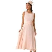 Roman Petite Trim Detail Ruched Midi Dress 12 female