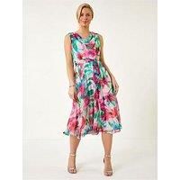 Roman Petite Floral Cowl Neck Midi Dress 12 female