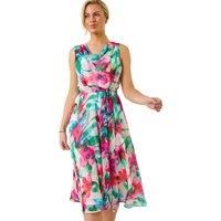 Roman Petite Floral Cowl Neck Midi Dress 18 female