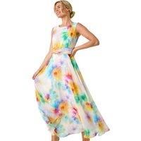 Roman Petite Floral Ruched Midi Dress 16 female