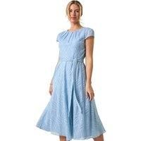 Roman Petite Jacquard Gathered Neck Dress 14 female