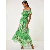 Roman Floral Bardot Belted Maxi Dress 18 female