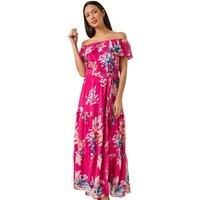 Roman Floral Print Bardot Belted Maxi Dress 10 female