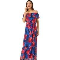 Roman Floral Print Bardot Belted Maxi Dress 18 female