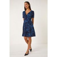 Roman Stretch Tie Dye Buckle Wrap Dress 12 female