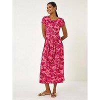 Roman Floral Print Pocket Midi Dress 20 female