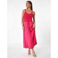 Roman Petite Crochet Contrast Midi Dress 18 female