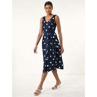 Roman Spot Print Belted Midi Dress 12 female
