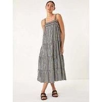 Roman Gingham Embroidered Midi Dress 18 female