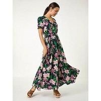 Roman Floral Shirred Maxi Dress 20 female
