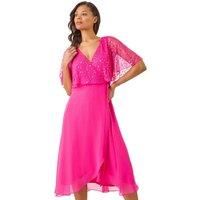 Roman Sequin Embellished Maxi Wrap Dress 12 female