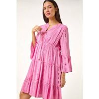 Roman Shimmer Tie Detail Smock Dress 16 female