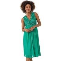 Roman Embellished Beaded V-Neck Dress 12 female