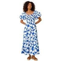 Dusk Fashion Dusk Geo Print Tiered Dress in Blue - Size 12 12 female