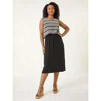 Roman Petite Contrast Overlay Midi Dress 12 female