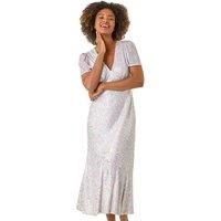 Roman Sequin Frill Hem Midi Dress 10 female